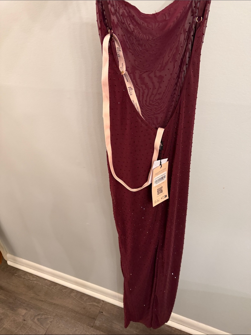 Oh Polly Sequin-Embellished Slip Maxi Dress — Burgundy - Picture 6 of 6